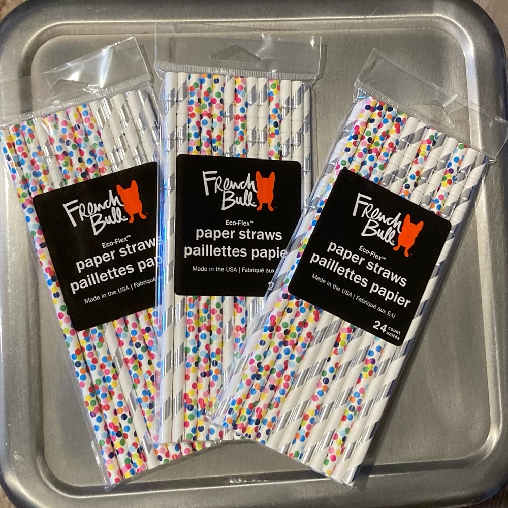 *~FANCY~* French Bull Eco-flex PaperStraws–Lot of 3 pkg. (72 straws) polka dots